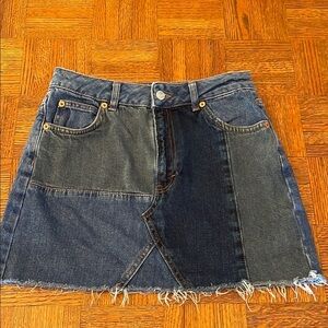 TopShop MOTO Denim Patchwork Skirt SIZE 6